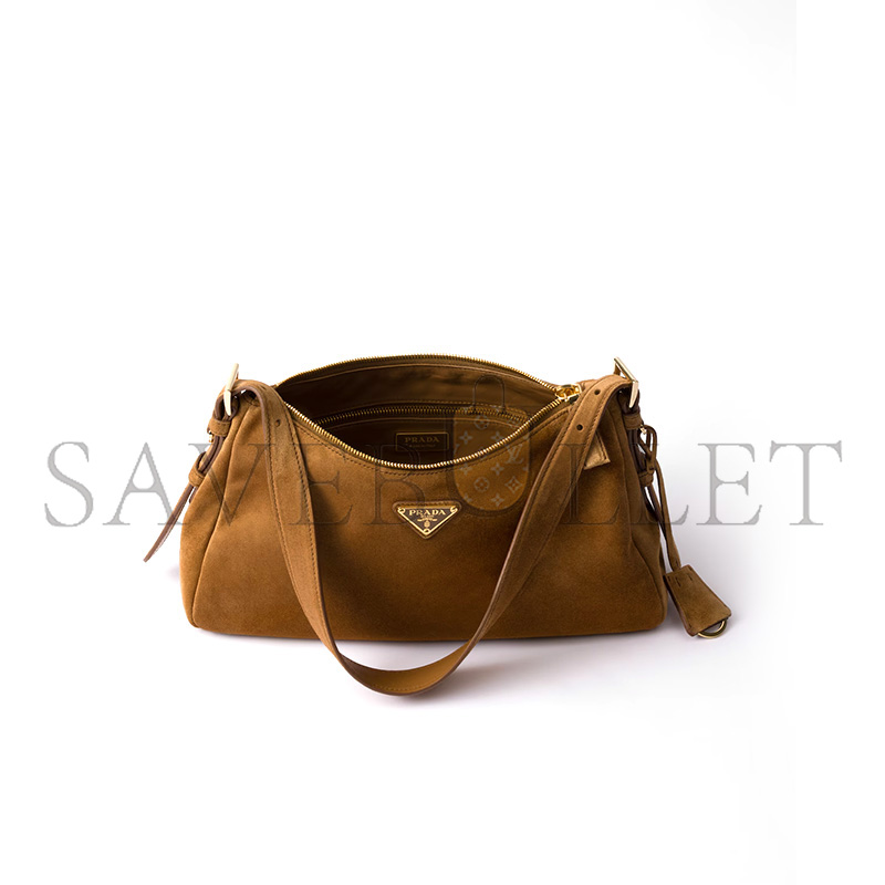 Pra*a aimÉe medium suede shoulder bag 1bc229 (31*18*10cm)